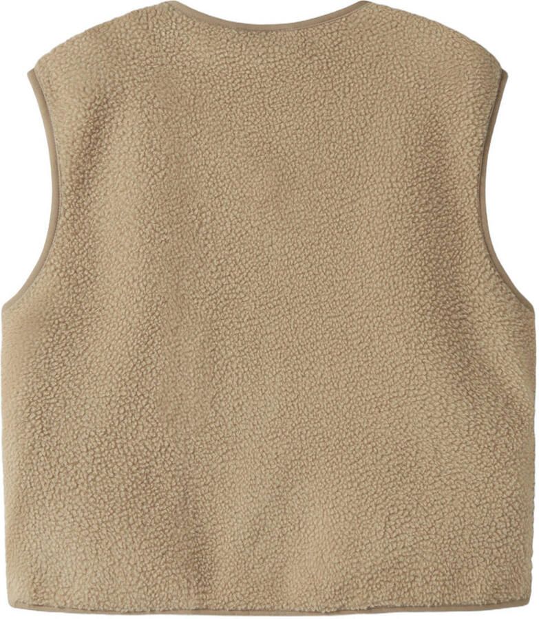NAME IT KIDS teddy rechtvallend gilet lichtbruin Effen - Foto 2