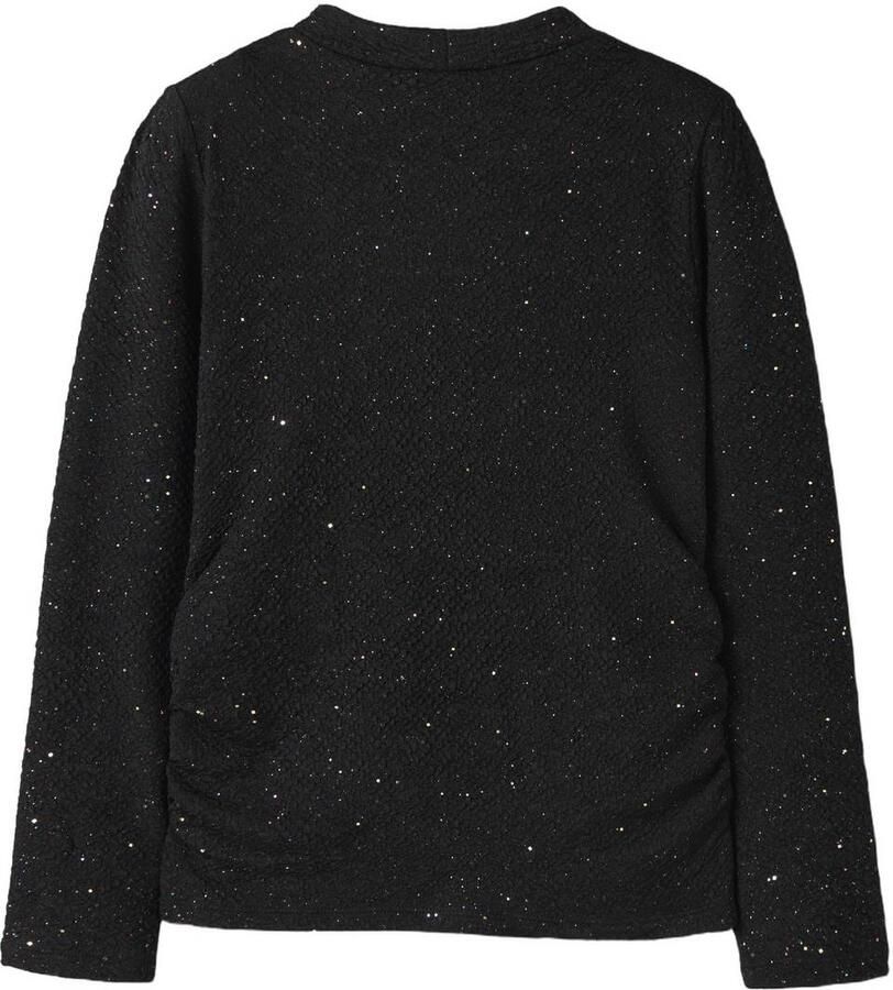 NAME IT KIDS top met glitters zwart Meisjes Polyester Col Effen