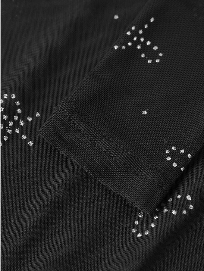 NAME IT KIDS top met glitters zwart Meisjes Polyester Ronde hals Effen - Foto 2