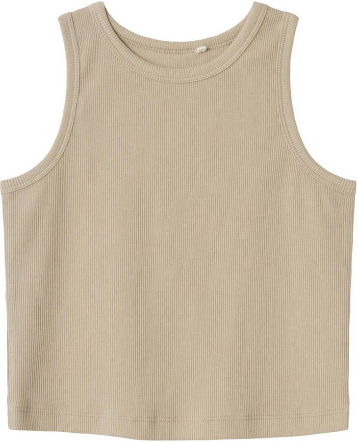 Name it KIDS top NKFNAKAL SL CROP TOP NOOS beige Meisjes Katoen Ronde hals 158 164