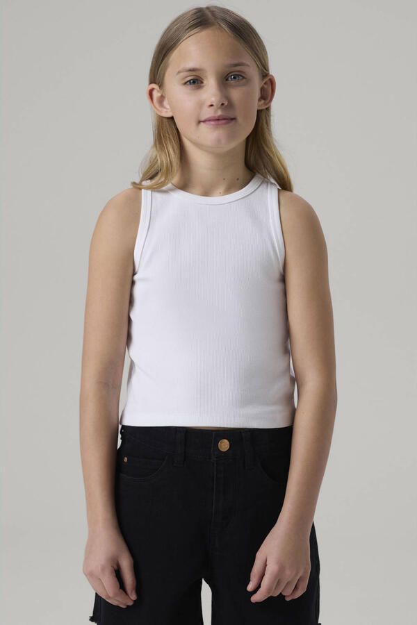 Name it KIDS top NKFNAKAL SL CROP TOP NOOS wit Meisjes Katoen Ronde hals 122 128 - Foto 3