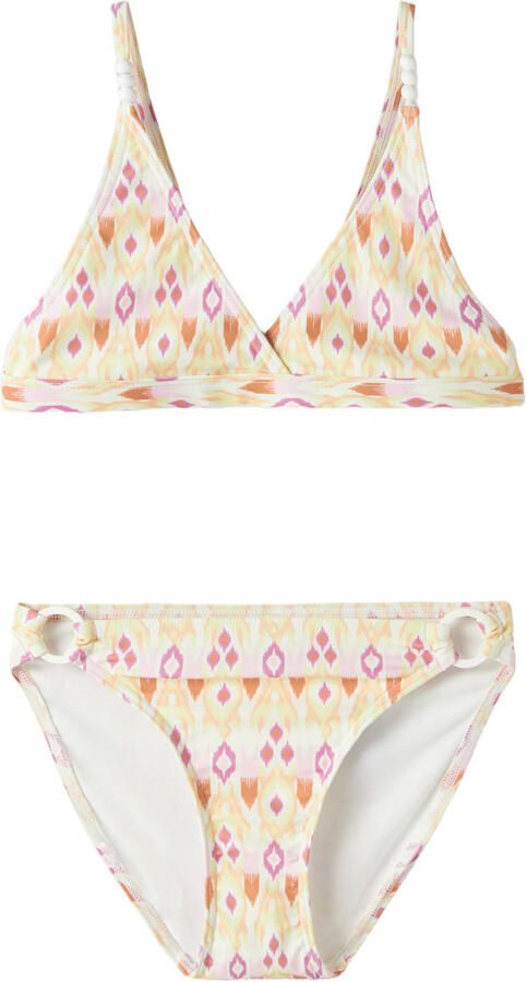 NAME IT KIDS triangel bikini oranje roze wit