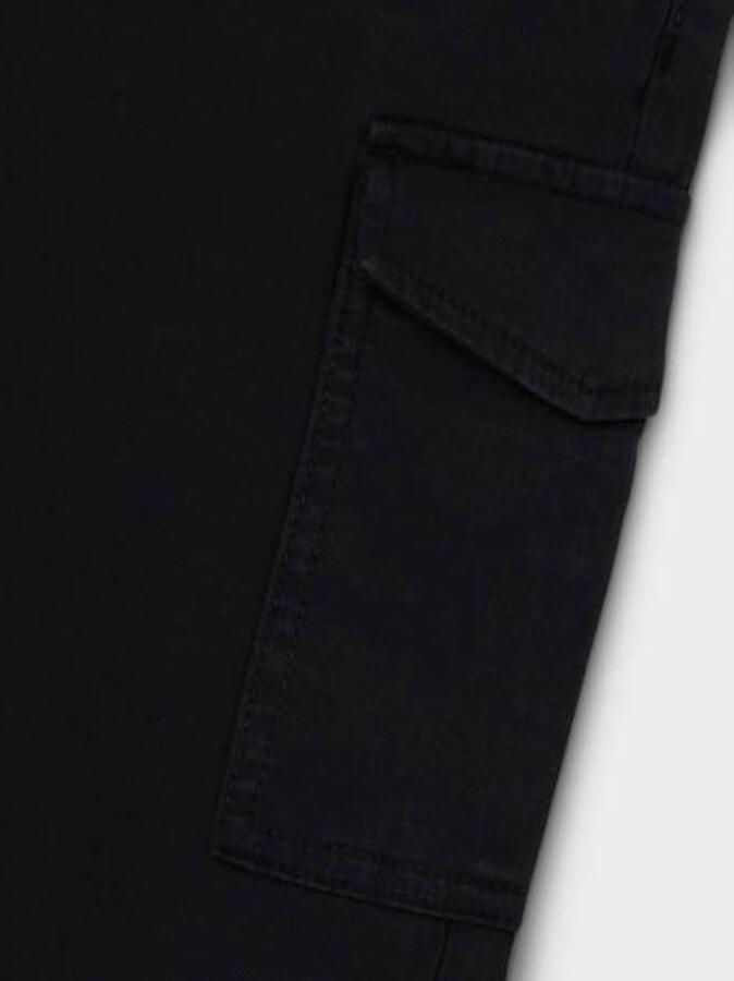 Name it KIDS wide leg cargobroek NKFROSE zwart Meisjes Stretchdenim Effen 128