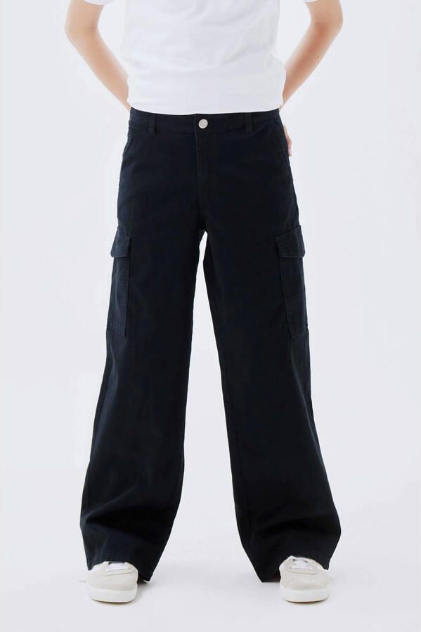 Name it KIDS wide leg cargobroek NKFROSE zwart Meisjes Stretchdenim Effen 122 - Foto 2