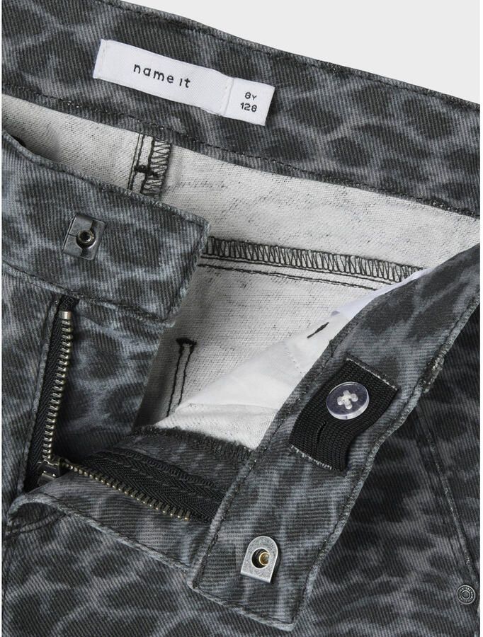NAME IT KIDS wide leg casual broek met panterprint grijs - Foto 2