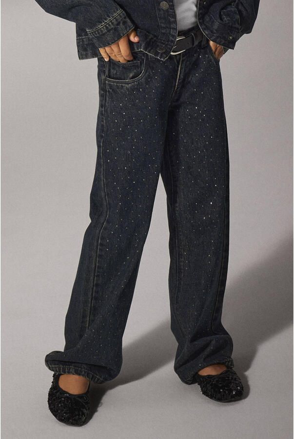 NAME IT KIDS wide leg high waist wide leg jeans dark blue denim