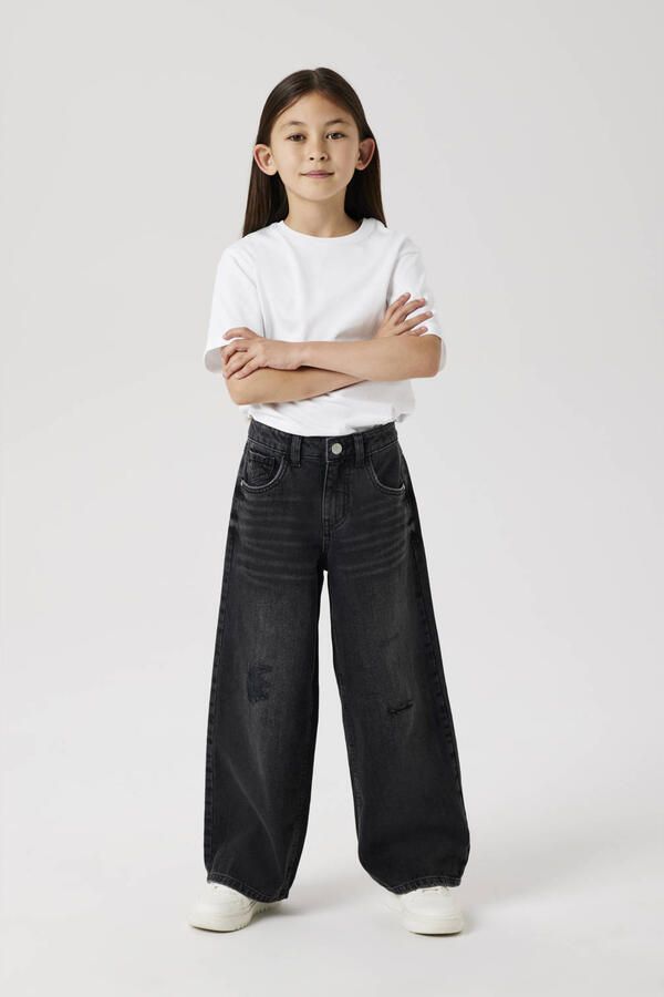 Name It 5-pocket jeans NKFROSE voor meisjes met destroyed-effect en hoge tailleband