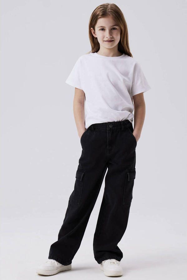 Name it KIDS wide leg jeans NKFROSE black Zwart Meisjes Denim Effen 128 - Foto 2