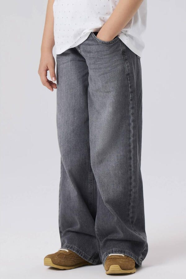 NAME IT KIDS wide leg jeans NKFROSE grey denim