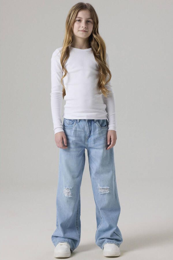 Name It 5-pocket jeans NKFROSE voor meisjes met destroyed-effect en hoge tailleband