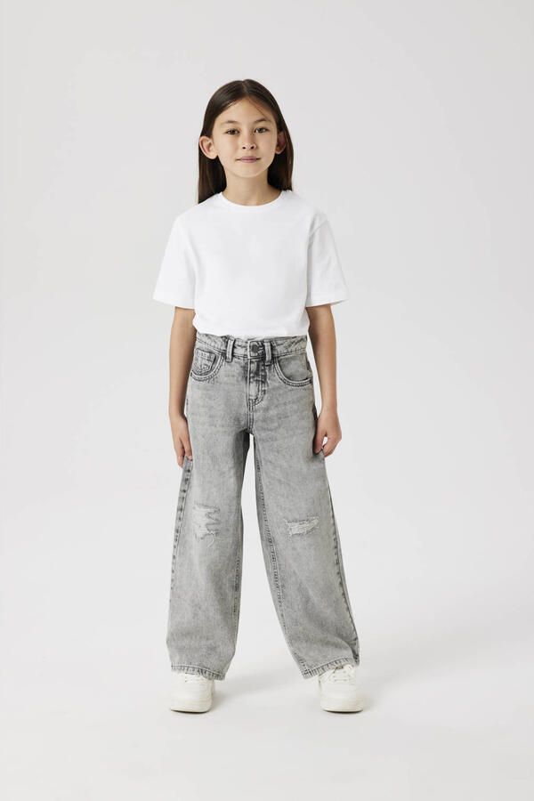 Name It 5-pocket jeans NKFROSE voor meisjes met destroyed-effect en hoge tailleband