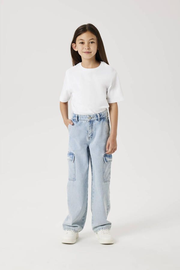 NAME IT KIDS wide leg regular waist jeans light blue bleached