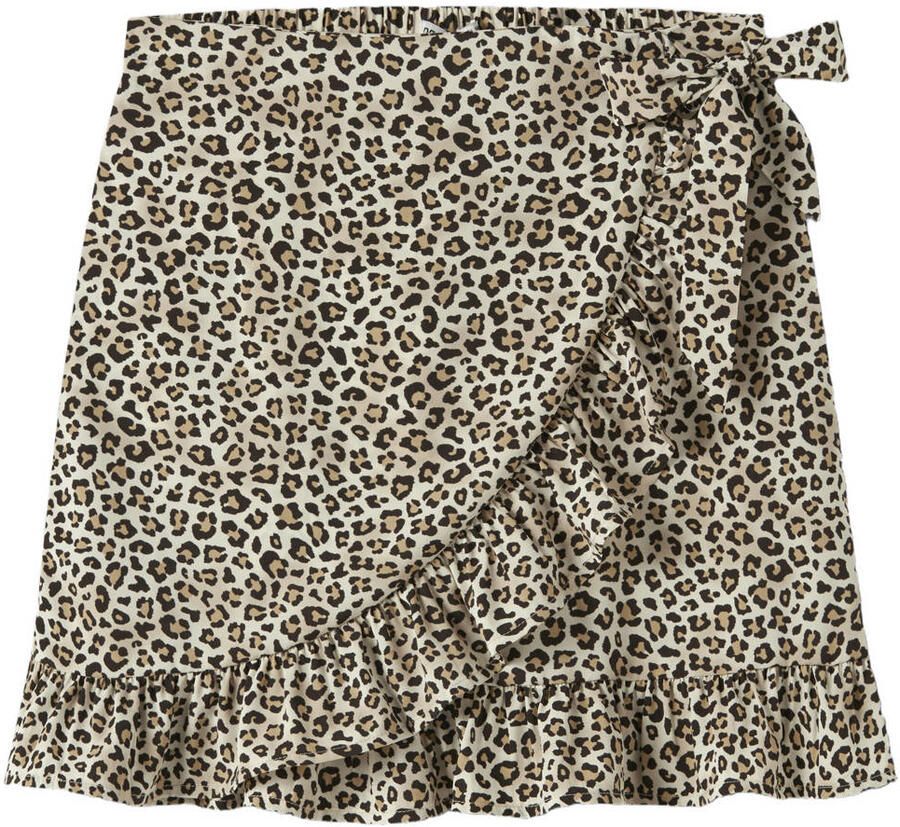 NAME IT KIDS wikkelrok met panterprint beige
