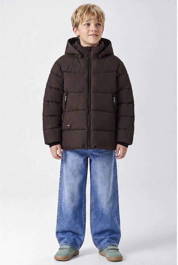 NAME IT KIDS winterjas donkerbruin Jongens Nylon Capuchon Effen - Foto 3