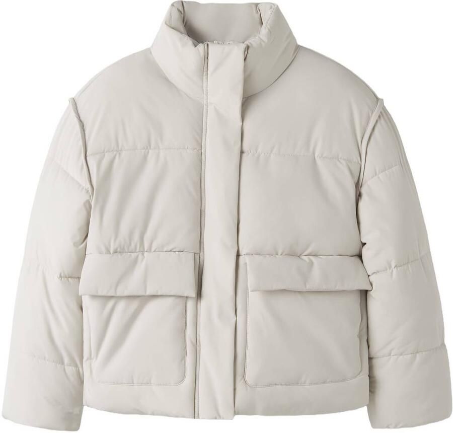 NAME IT KIDS winterjas ecru Meisjes Polyester Opstaande kraag Effen