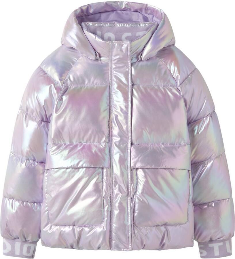 NAME IT KIDS winterjas paars Meisjes Polyester Capuchon Effen