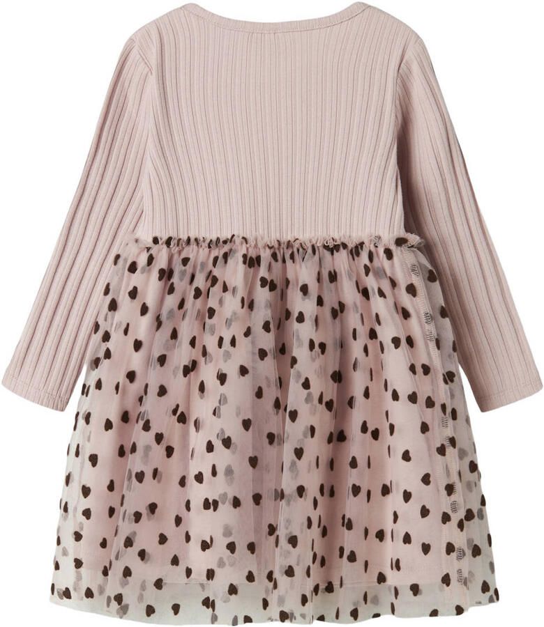NAME IT MINI A-lijn jurk met hartjes mauve