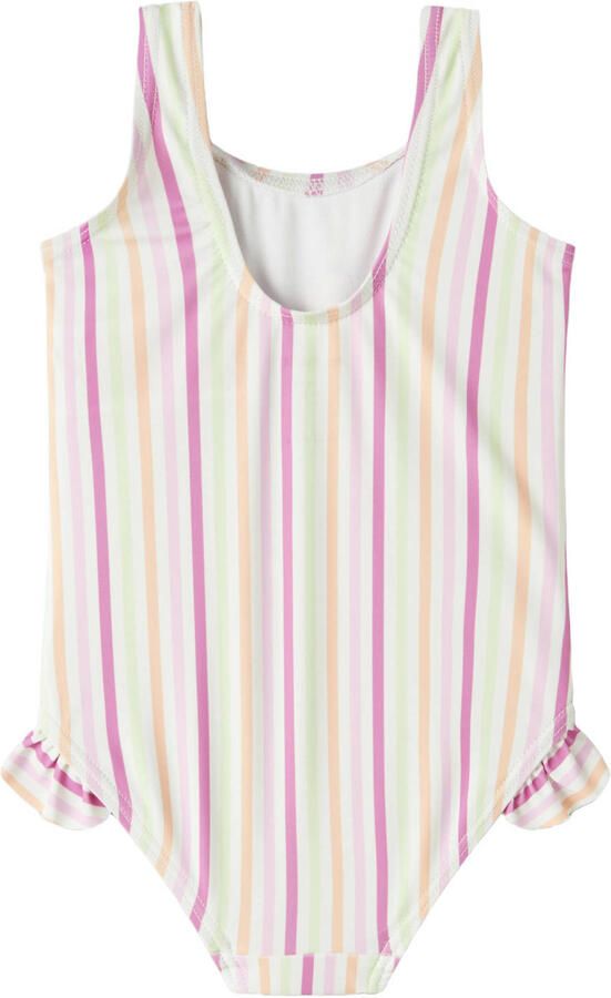 NAME IT MINI badpak met ruches ecru roze groen - Foto 3