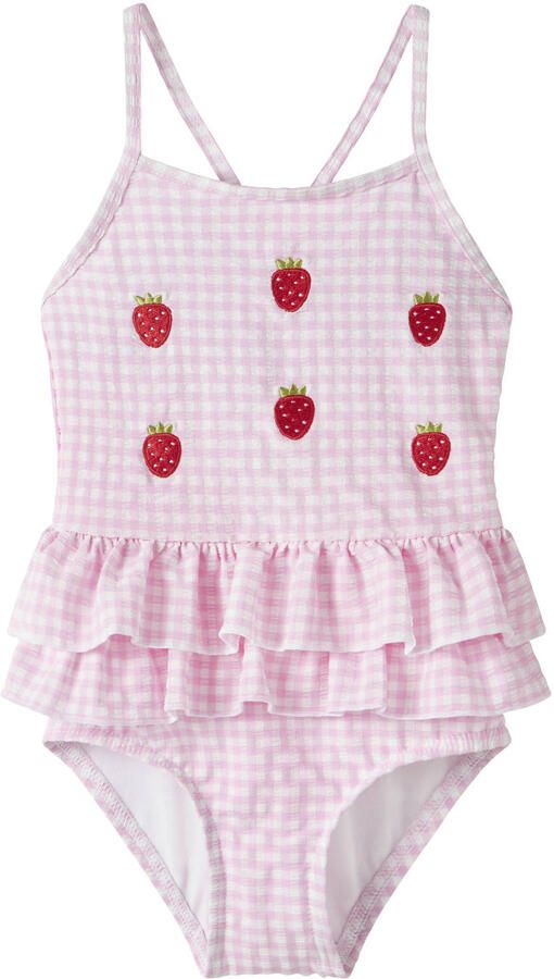 NAME IT MINI badpak met ruches roze wit