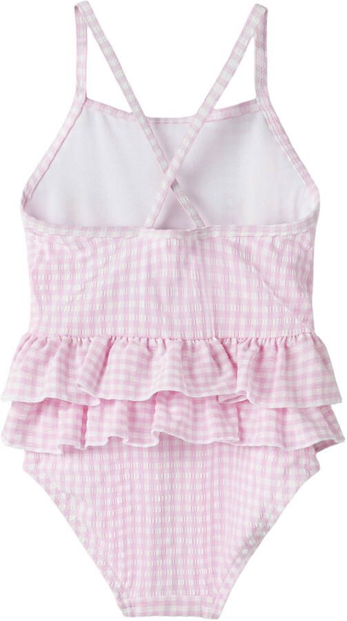 NAME IT MINI badpak met ruches roze wit - Foto 3