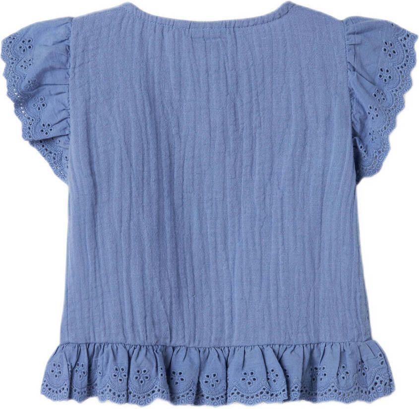 NAME IT MINI blouse blauw broderie