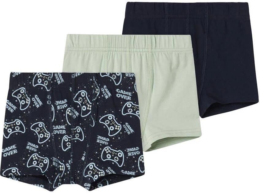 NAME IT MINI boxershort Game set van 3 donkerblauw zachtgroen - Foto 3