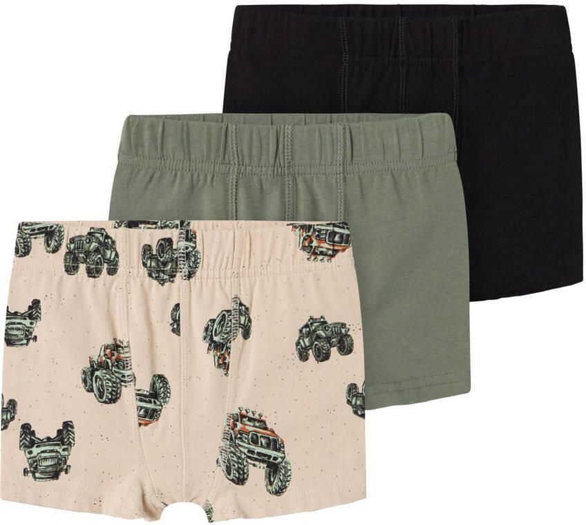 Name it MINI boxershort NMMTIGHTS MONSTER TRUCK set van 3 beige groen Jongens Stretchkatoen 104 - Foto 3