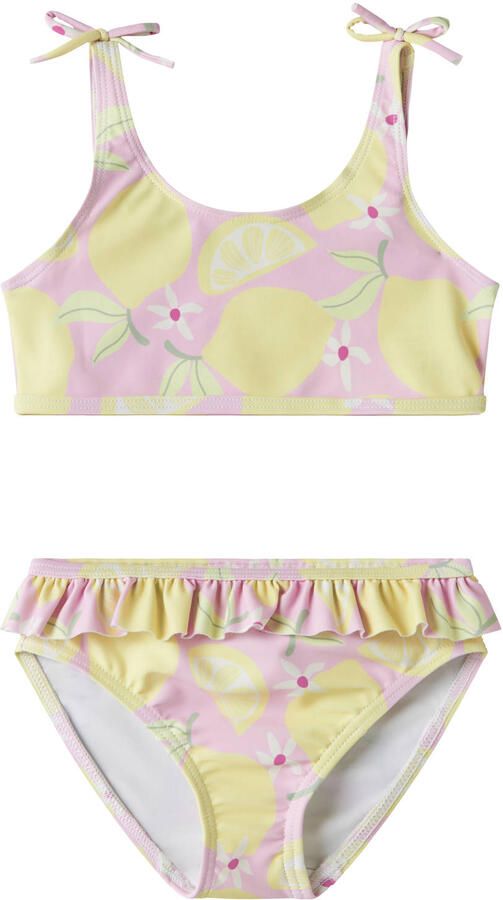 NAME IT MINI crop bikini lichtroze lichtgeel