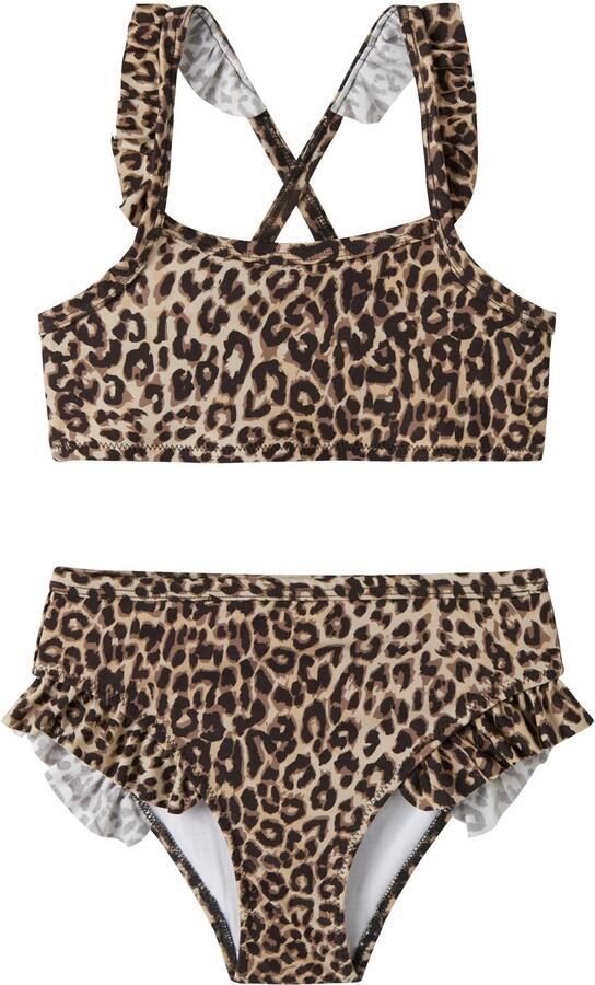 NAME IT MINI crop bikini panterprint bruin