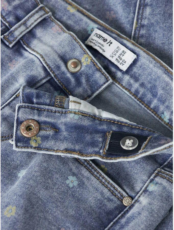 NAME IT MINI denim slim short met bloemen - Foto 3