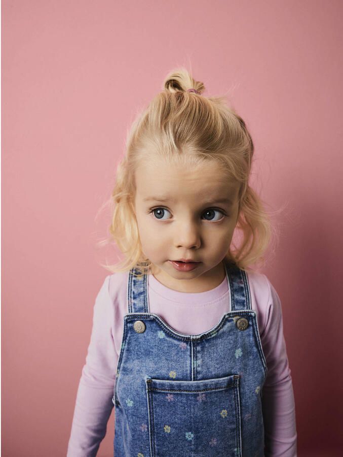 NAME IT MINI denim spijkerjurk met bloemen medium blue denim