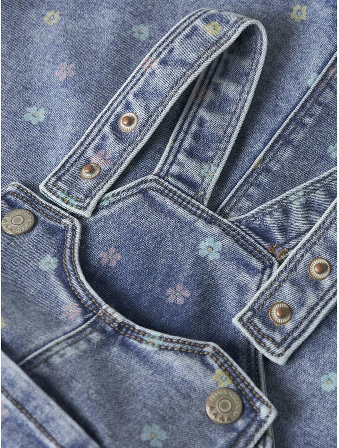 NAME IT MINI denim spijkerjurk met bloemen medium blue denim - Foto 2