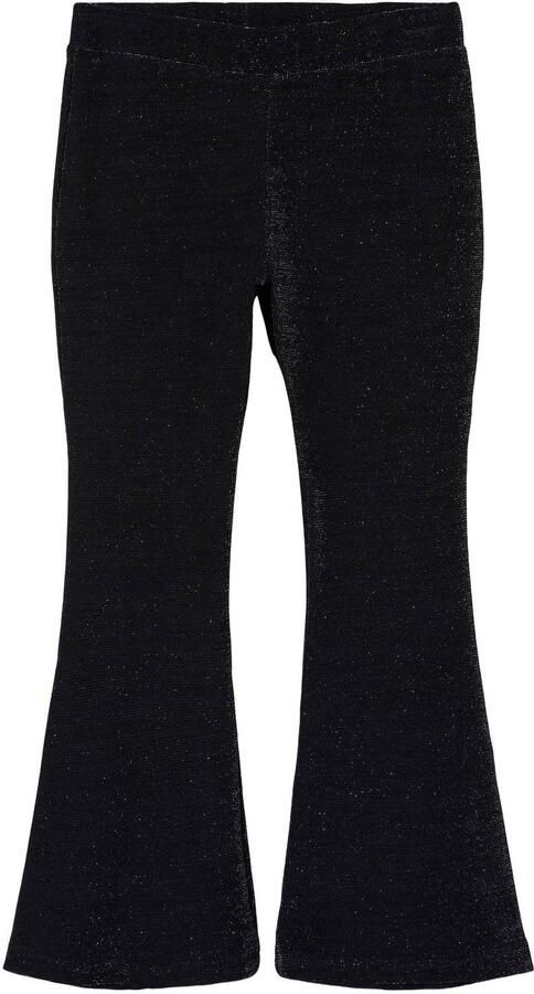 NAME IT MINI flared broek met glitters zwart Legging Meisjes Polyester