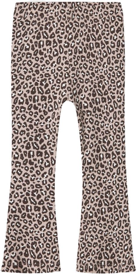 NAME IT MINI flared broek met panterprint oudroze