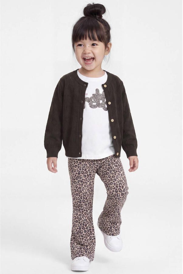 NAME IT MINI flared broek met panterprint oudroze - Foto 2