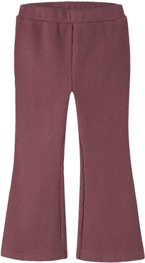 NAME IT MINI flared gebreide broek roodbruin