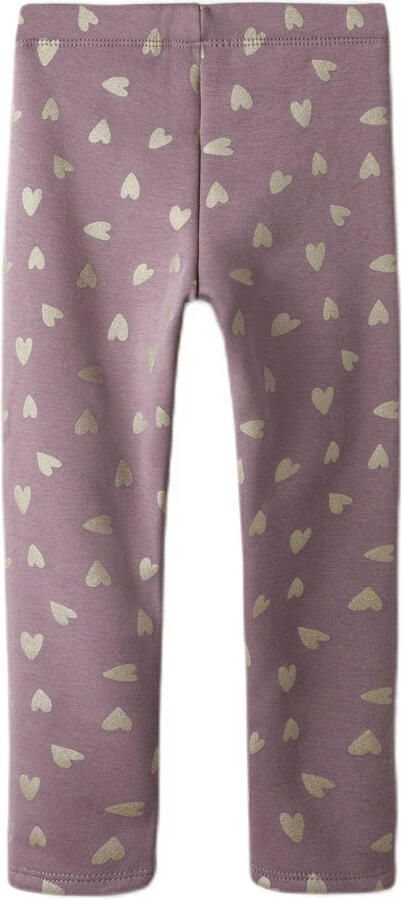 NAME IT MINI fleece legging NMFTAVINA met hartjes paars roze - Foto 2