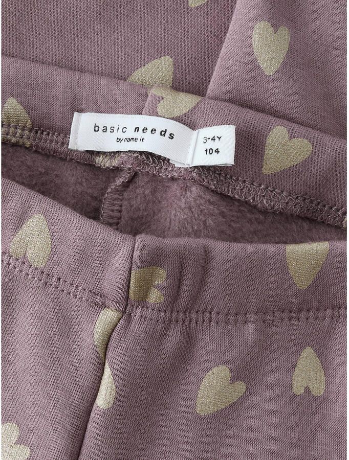 NAME IT MINI fleece legging NMFTAVINA met hartjes paars roze