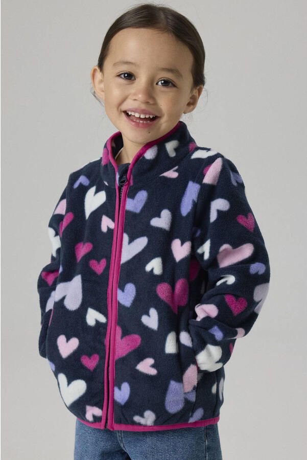 NAME IT MINI fleecevest met hartjes donkerblauw