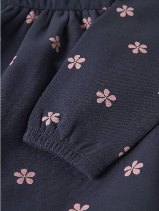 NAME IT MINI gebloemde midi sweatjurk donkerblauw - Foto 2