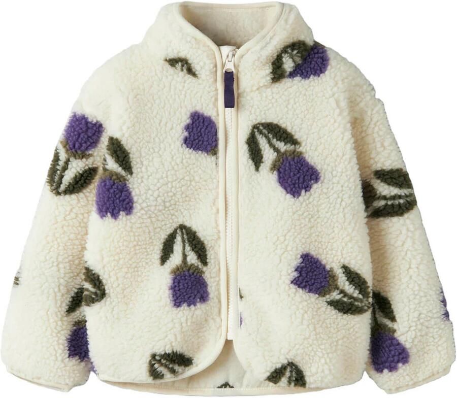 NAME IT MINI gebloemde teddy jas ecru Bloemen