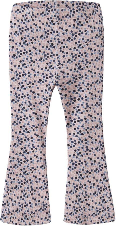 NAME IT MINI gebreide flared legging met sterren lichtroze