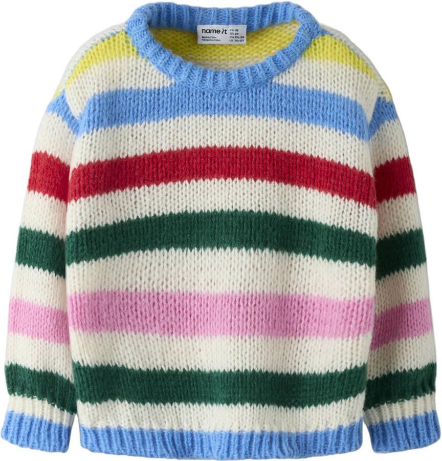 NAME IT MINI gebreide gestreepte trui blauw