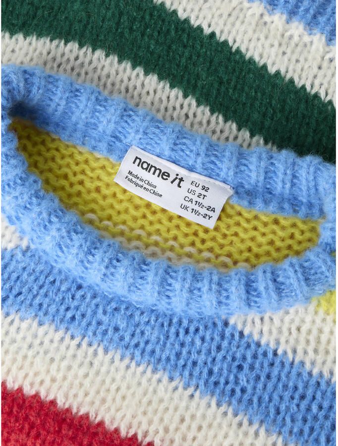 NAME IT MINI gebreide gestreepte trui blauw - Foto 2