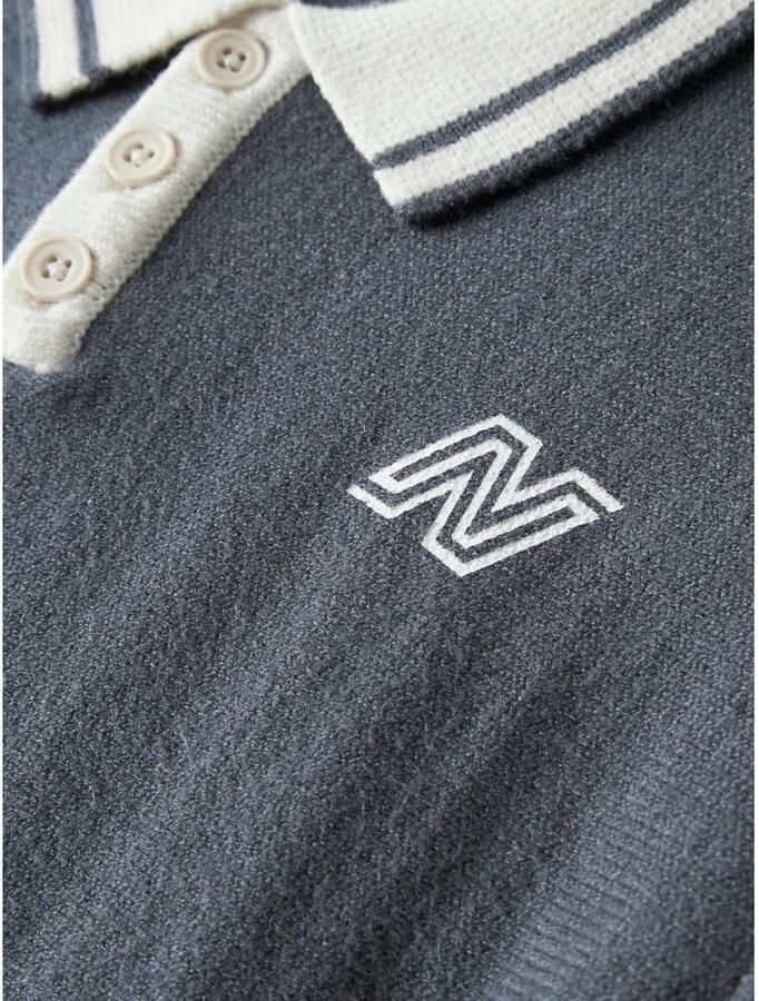 NAME IT MINI gebreide gestreepte trui grijsblauw Jongens Viscose Polokraag - Foto 2