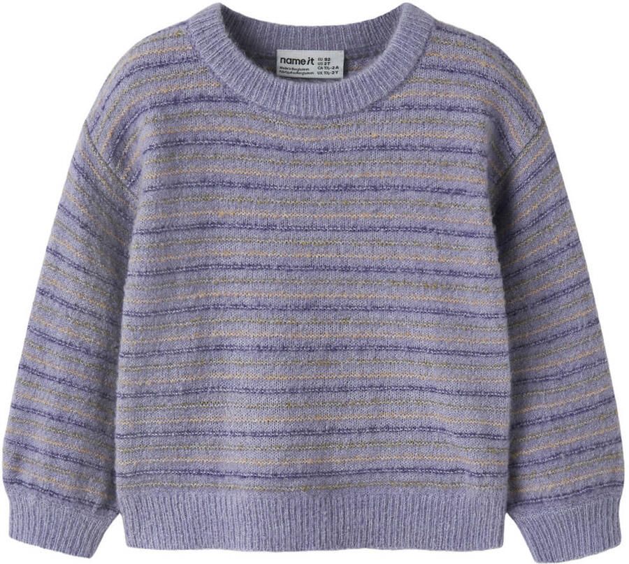 NAME IT MINI gebreide gestreepte trui lila