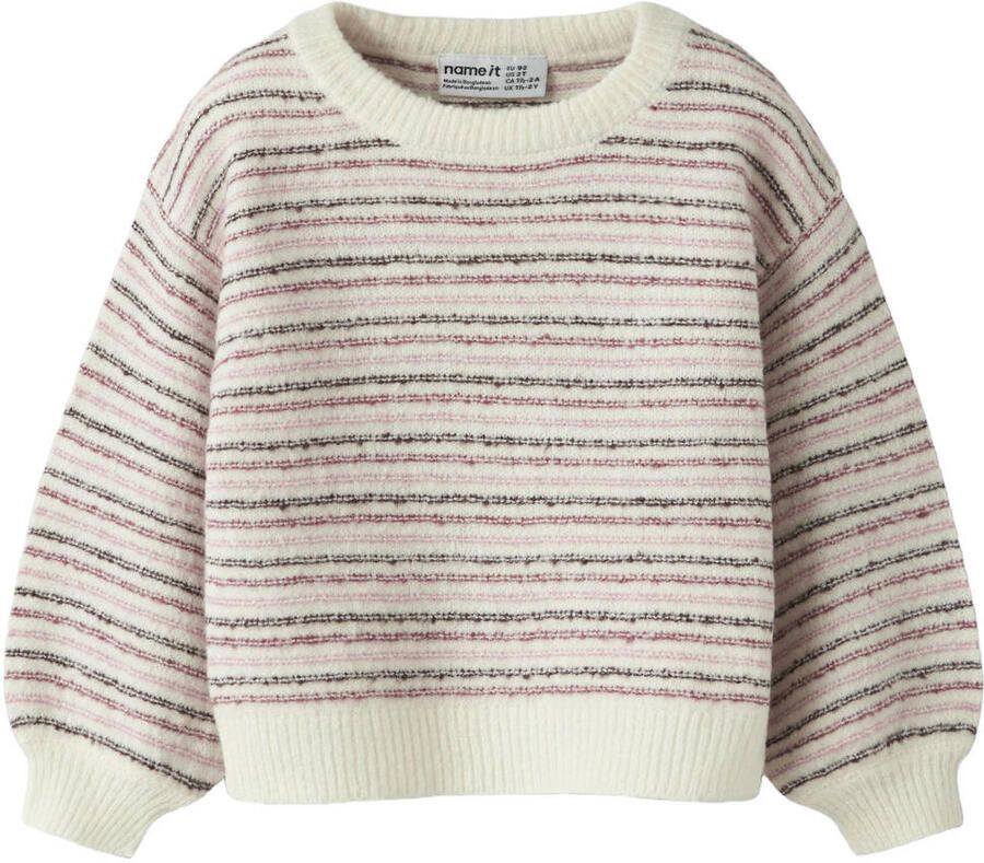 NAME IT MINI gebreide gestreepte trui wit