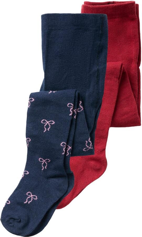 NAME IT MINI gebreide katoenen maillots met print donkerblauw rood (set van 2)