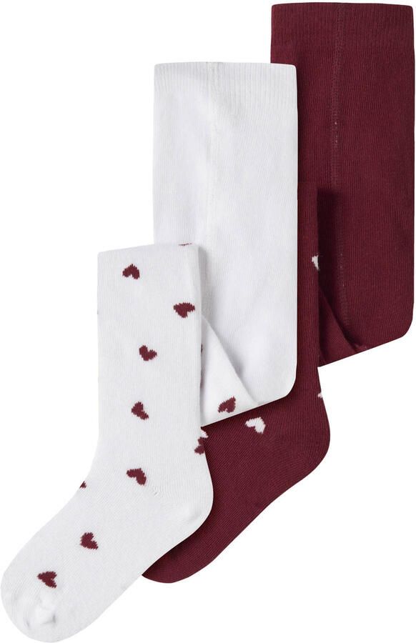 NAME IT MINI gebreide maillots met hartjes wit rood (set van 2)