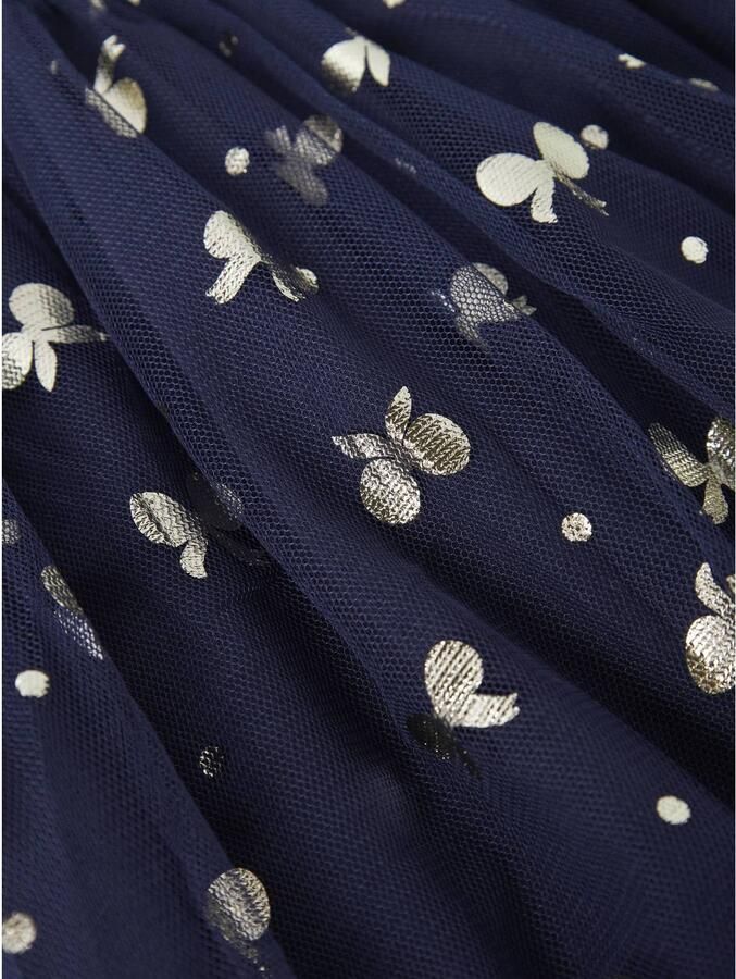 NAME IT MINI gebreide midi A-lijn jurk met print marineblauw Meisjes Stretchkatoen Ronde hals - Foto 2